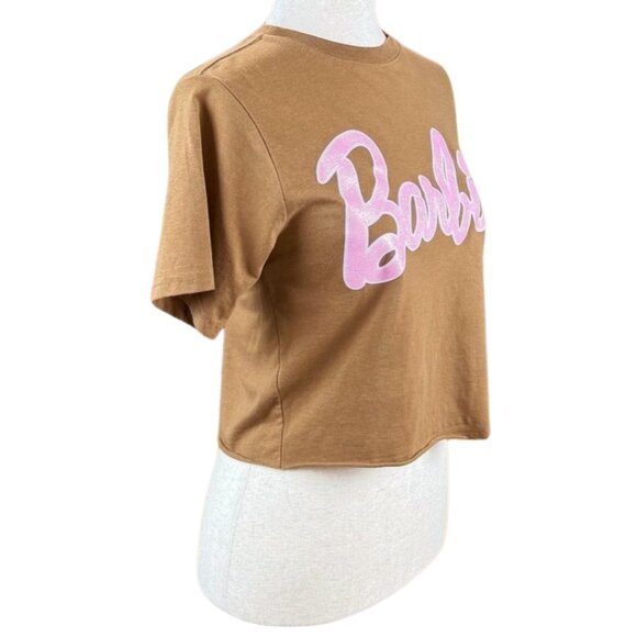 BARBIE BROWN CROPPED GRAPHIC TEE, SIZE XS - Picture 4 of 5